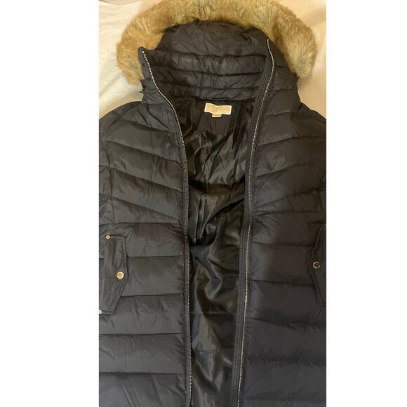 Michael Kors MK Winter Coat Faux Fur Trim Removable Hood Puffer Down Jacket - L - Picture 4 of 16